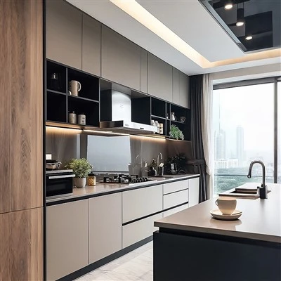 Urban Modern Grey Kitchen and Kitchen Island
